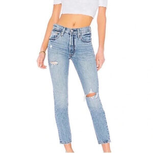 LEVI’S 501 Revolve Distressed High Rise Button Fly Jeans